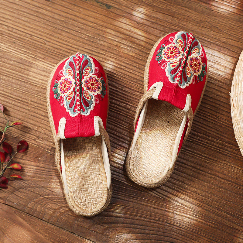 Cactus Rose | Abstract Embroidered Mules Slides Clogs