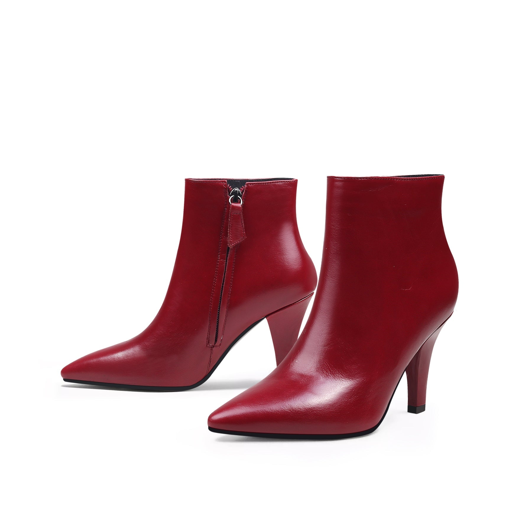 JADY ROSE | SIMPLE LEATHER STILETTO BOOTIE - RED