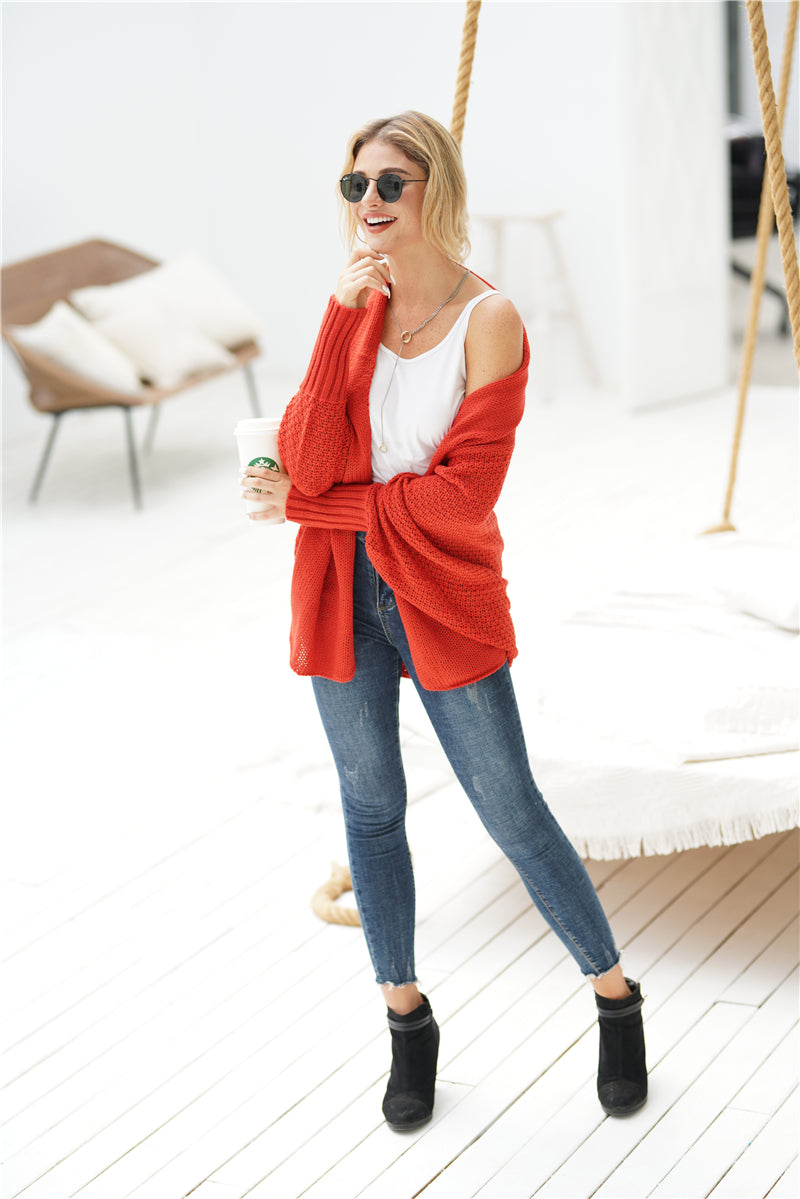 Smaibulun | Red Batwing Easy On Cardigan