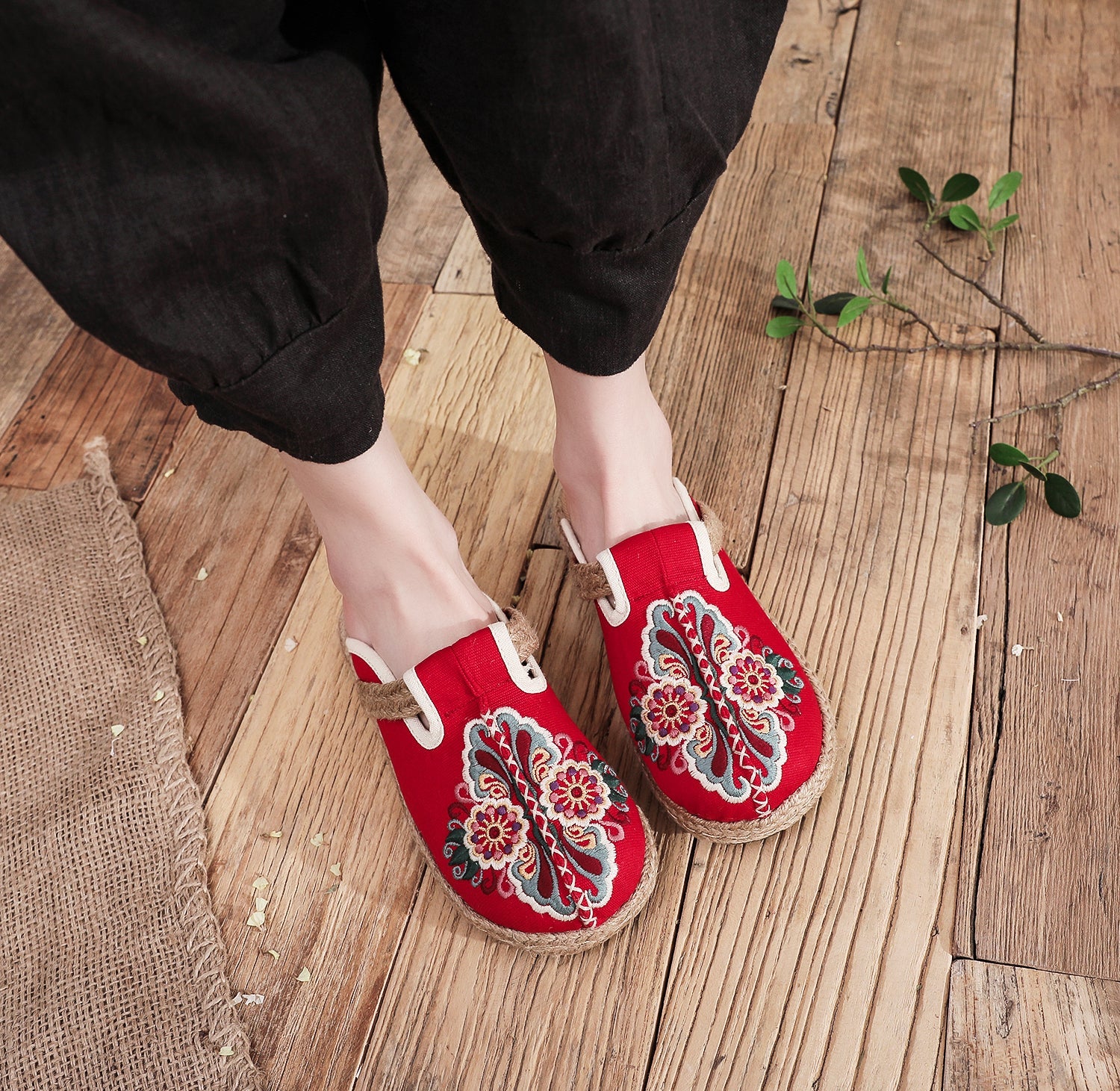 Cactus Rose | Abstract Embroidered Mules Slides Clogs