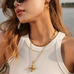 Regal Cross - Gold Pendant Necklace