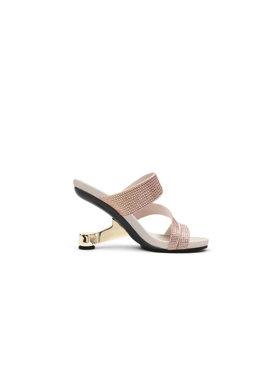 JADYROSE | RHINESTONE CUT OUT ROSE GOLD LEATHER SLIDE