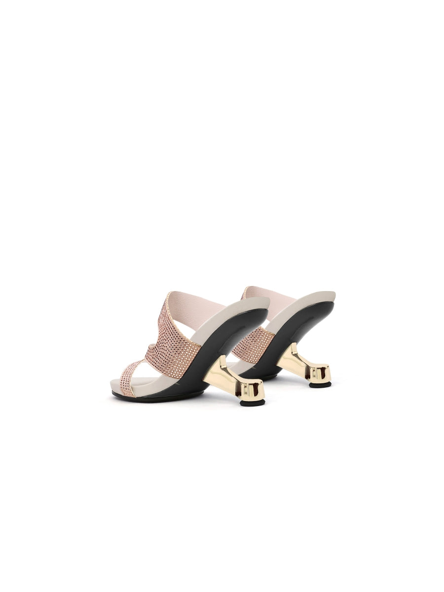 JADYROSE | RHINESTONE CUT OUT ROSE GOLD LEATHER SLIDE