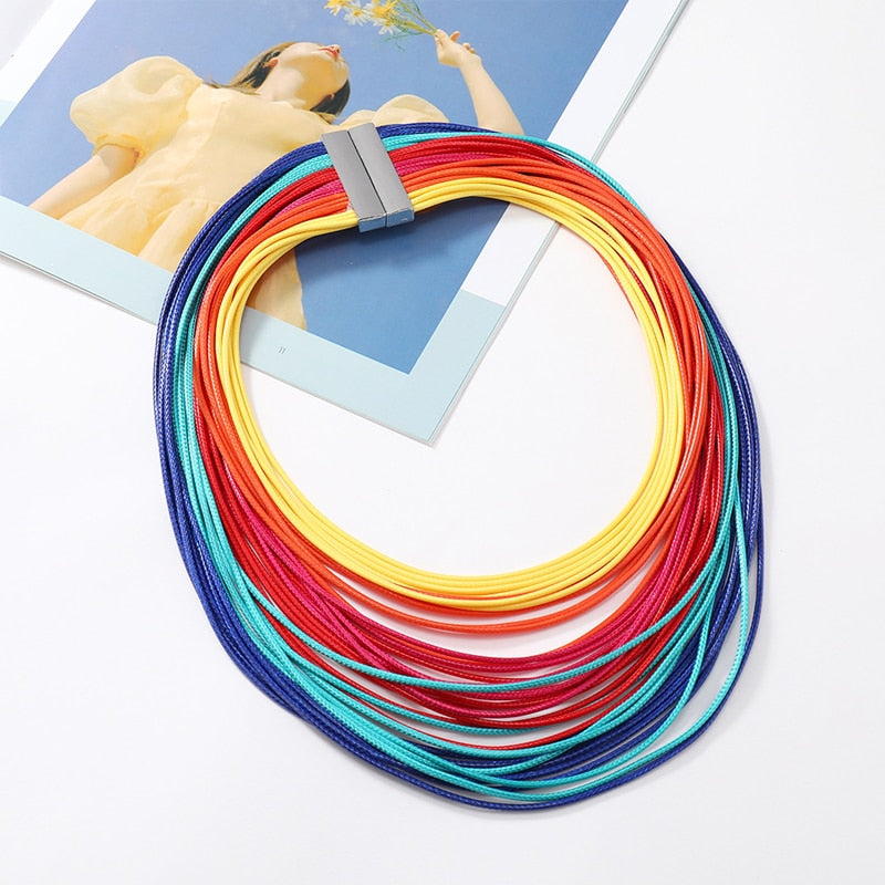 Layered Rainbow Rope Necklace Collection