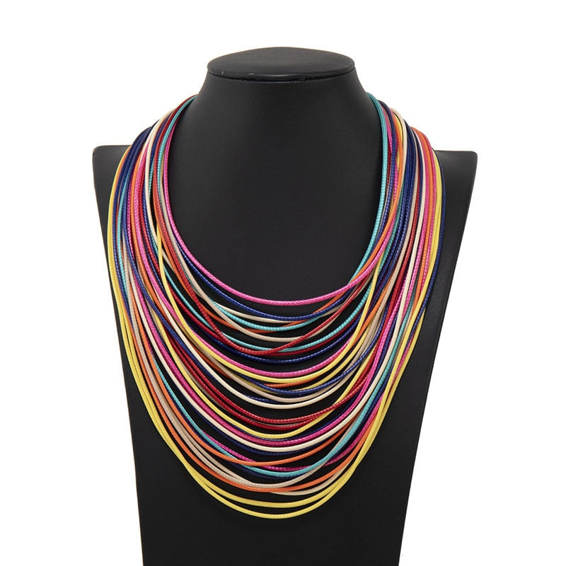 Layered Rainbow Rope Necklace Collection