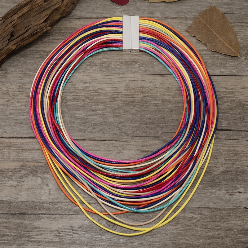 Layered Rainbow Rope Necklace Collection