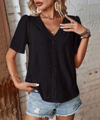 Nala Sheer Short Sleeve Top - Black