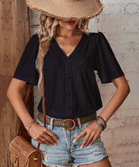 Nala Sheer Short Sleeve Top - Black