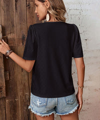 Nala Sheer Short Sleeve Top - Black