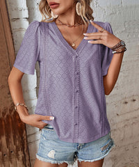 Nala Sheer Short Sleeve Top - Lavender