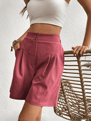 Eden Pocketed High Waist Shorts - Annatto