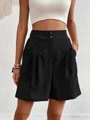 Eden Pocketed High Waist Shorts - Black