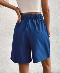 Eden Pocketed High Waist Shorts - Blue