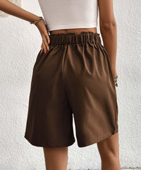 Eden Pocketed High Waist Shorts - Coffee