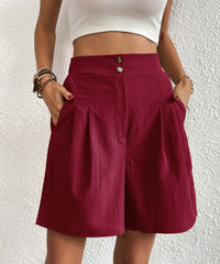 Eden Pocketed High Waist Shorts - Wine