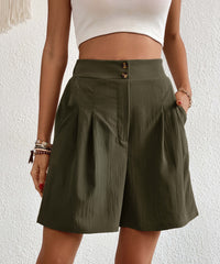 Eden Pocketed High Waist Shorts - Olive