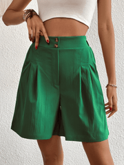 Eden Pocketed High Waist Shorts - Green