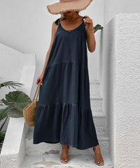 Shayna Flowy Tiered Maxi Dress - Navy