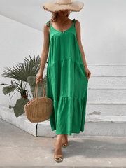 Shayna Flowy Tiered Maxi Dress - Green