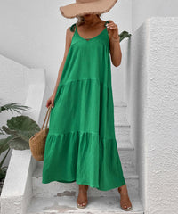 Shayna Flowy Tiered Maxi Dress - Green