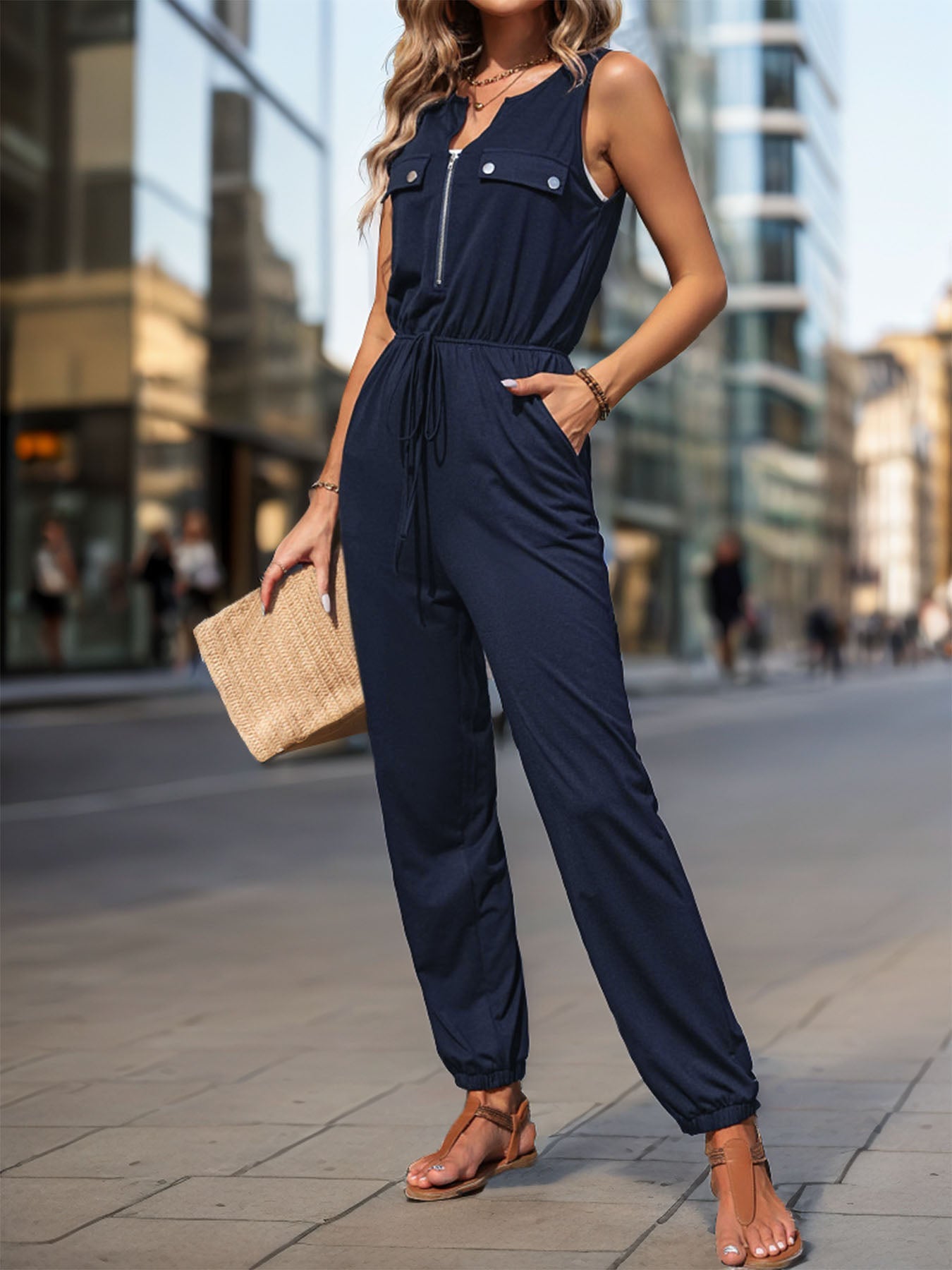 Izzie Pocketed Cargo Jumpsuit