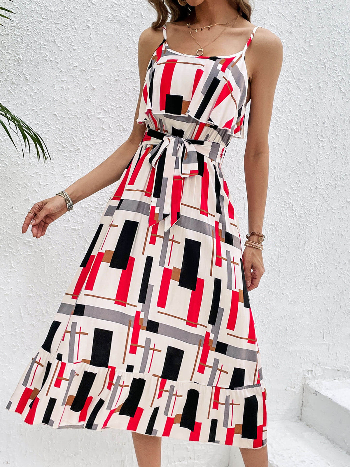 Eudora Printed Tiered Midi Dress