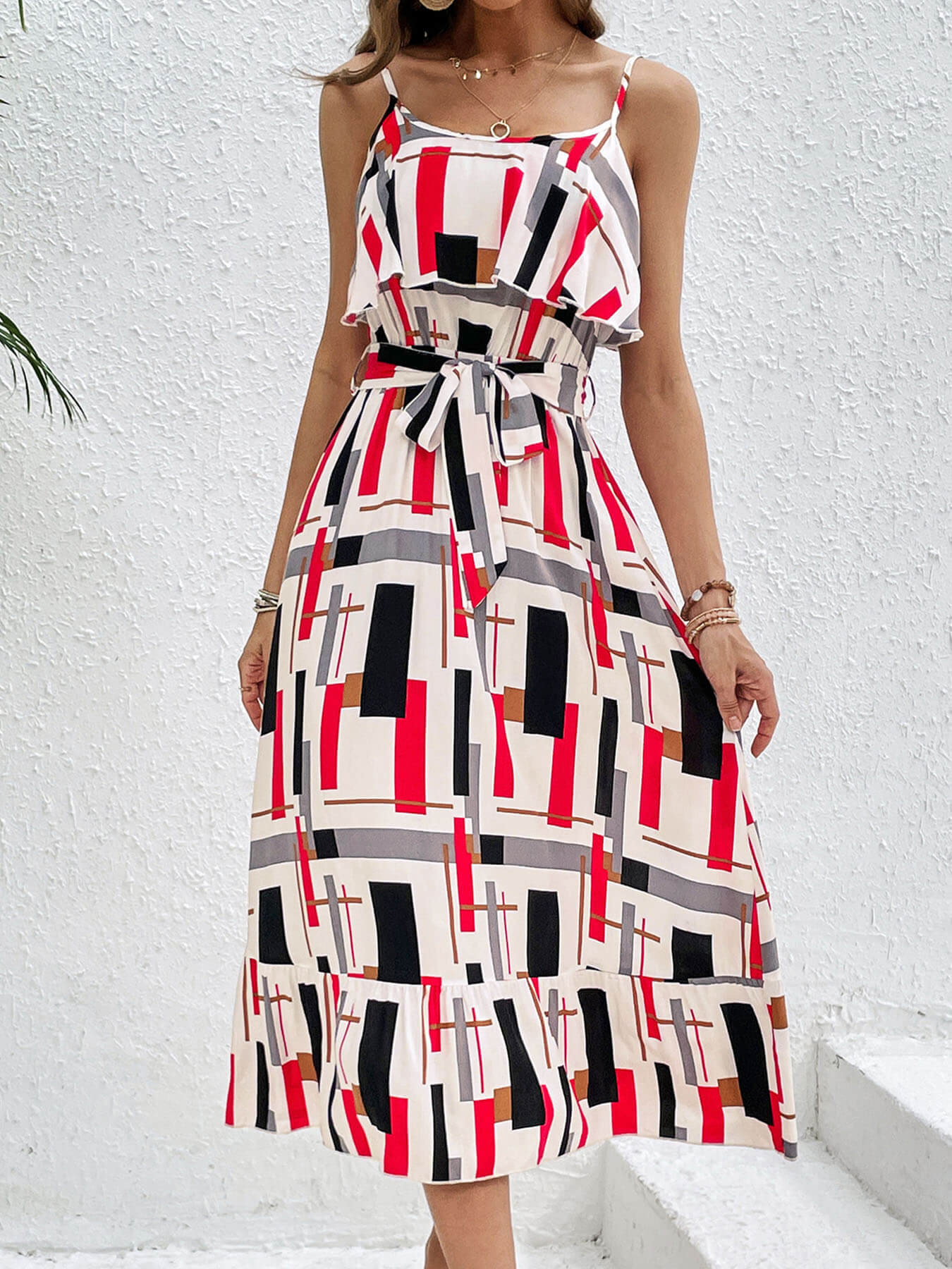 Eudora Printed Tiered Midi Dress