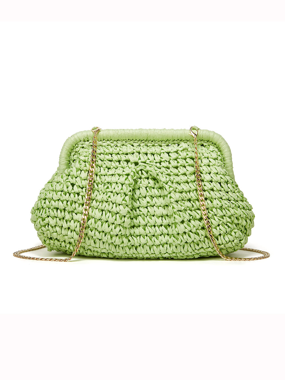 Cloud Dumpling Straw Crossbody Clutch