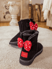 SMAIBULUN Ugg | RED POLKA DOT RIBBON BOW SUEDE BOOTS