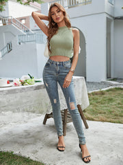 ZAVIER KNIT CROP TOP - SAGE