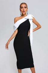 Sammi Black and White Bandage Midi Dress