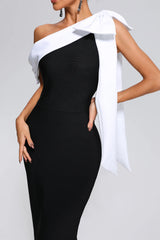 Sammi Black and White Bandage Midi Dress