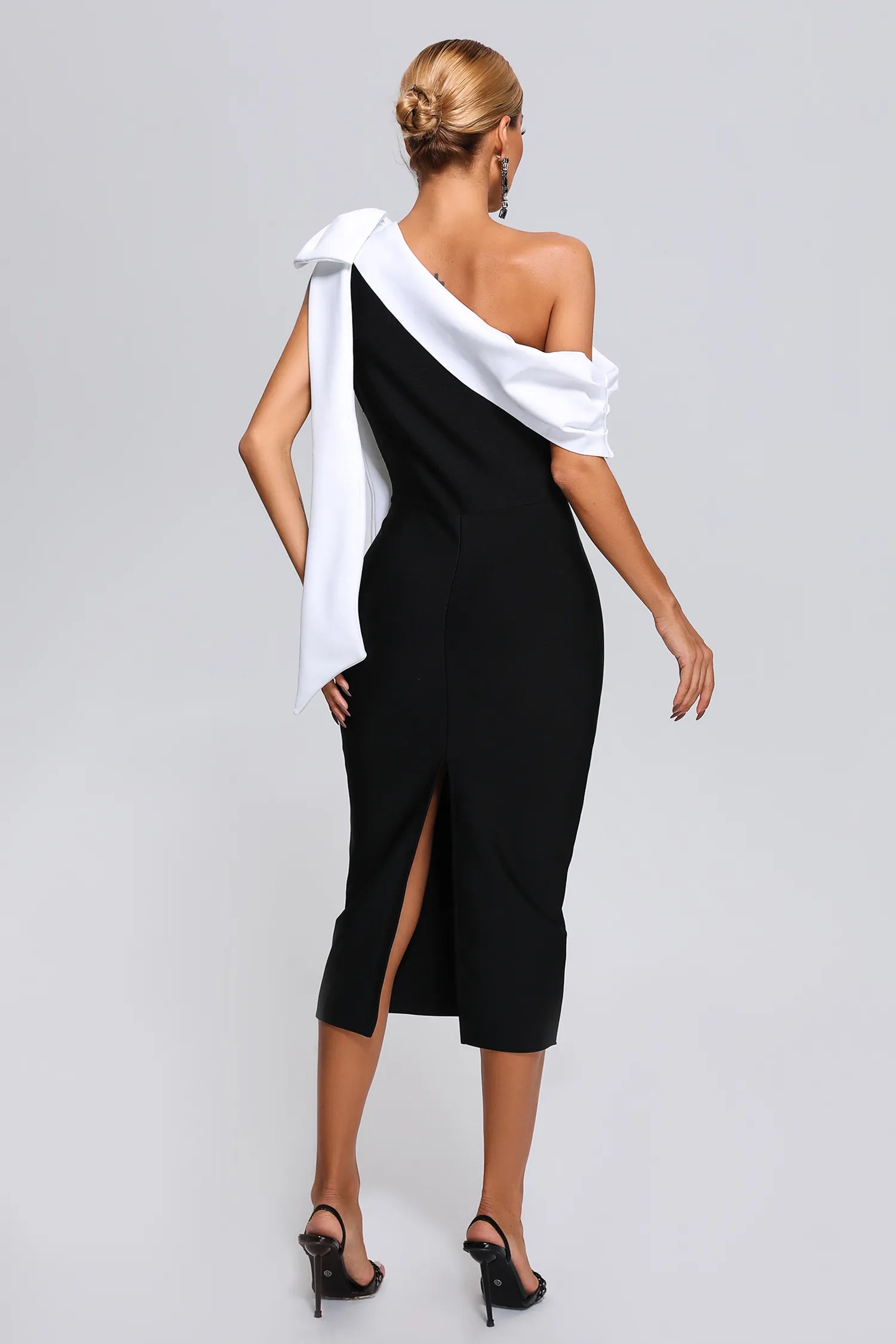 Sammi Black and White Bandage Midi Dress