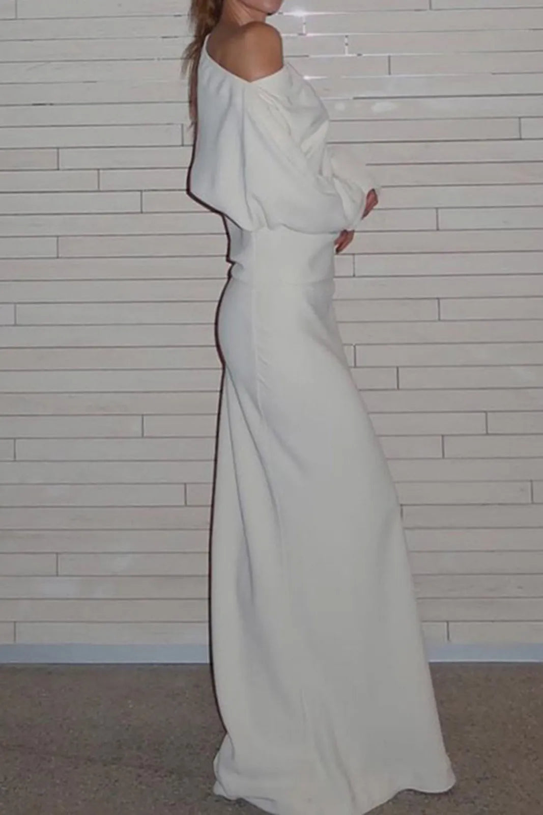 Sassy Asymmetrical Solid Long Sleeve Maxi Dress