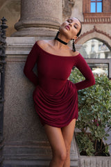 Joan Off Shoulder Ruched Mini Dress