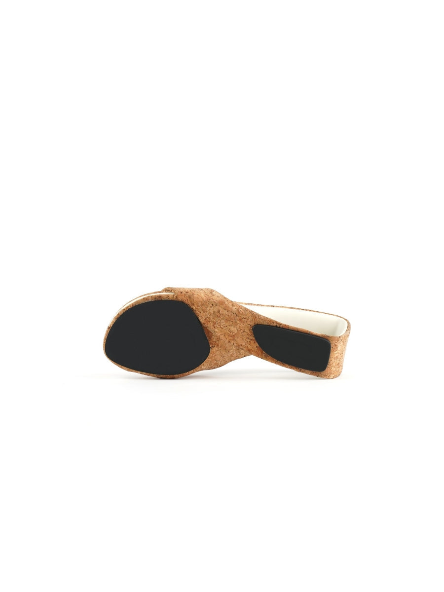 JadyRose | Twisted Upper Heel Genuine Leather Sawdust Slide