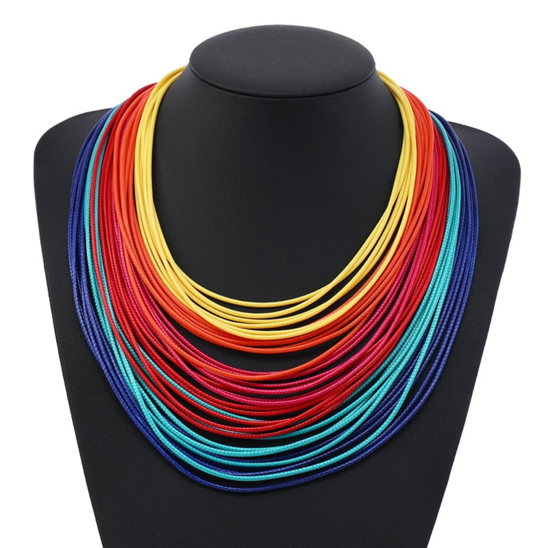 Layered Rainbow Rope Necklace Collection