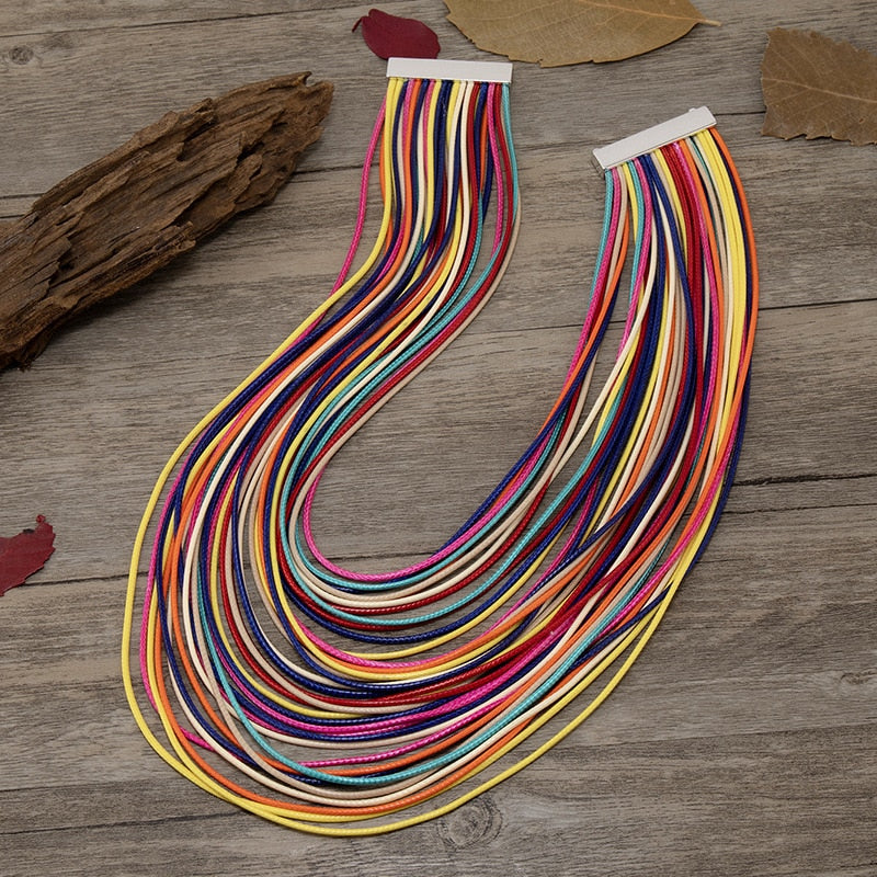 Layered Rainbow Rope Necklace Collection