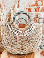 Shell Decor Straw Bag