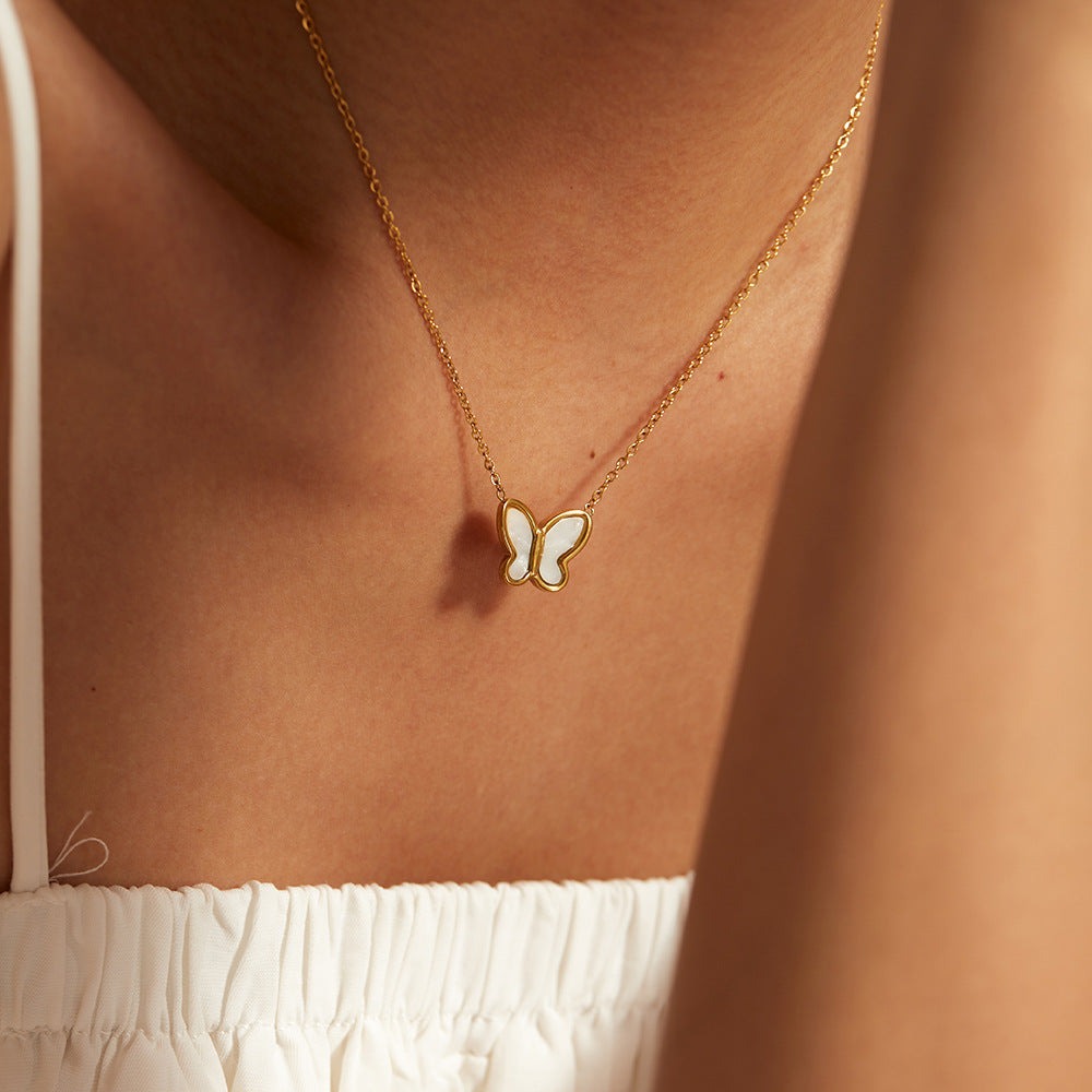 Seraphina Butterfly Pearl Necklace