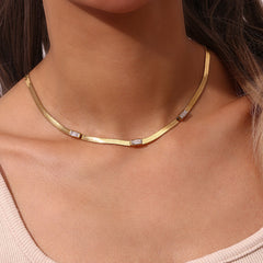 Seraphina Herringbone Gold Necklace