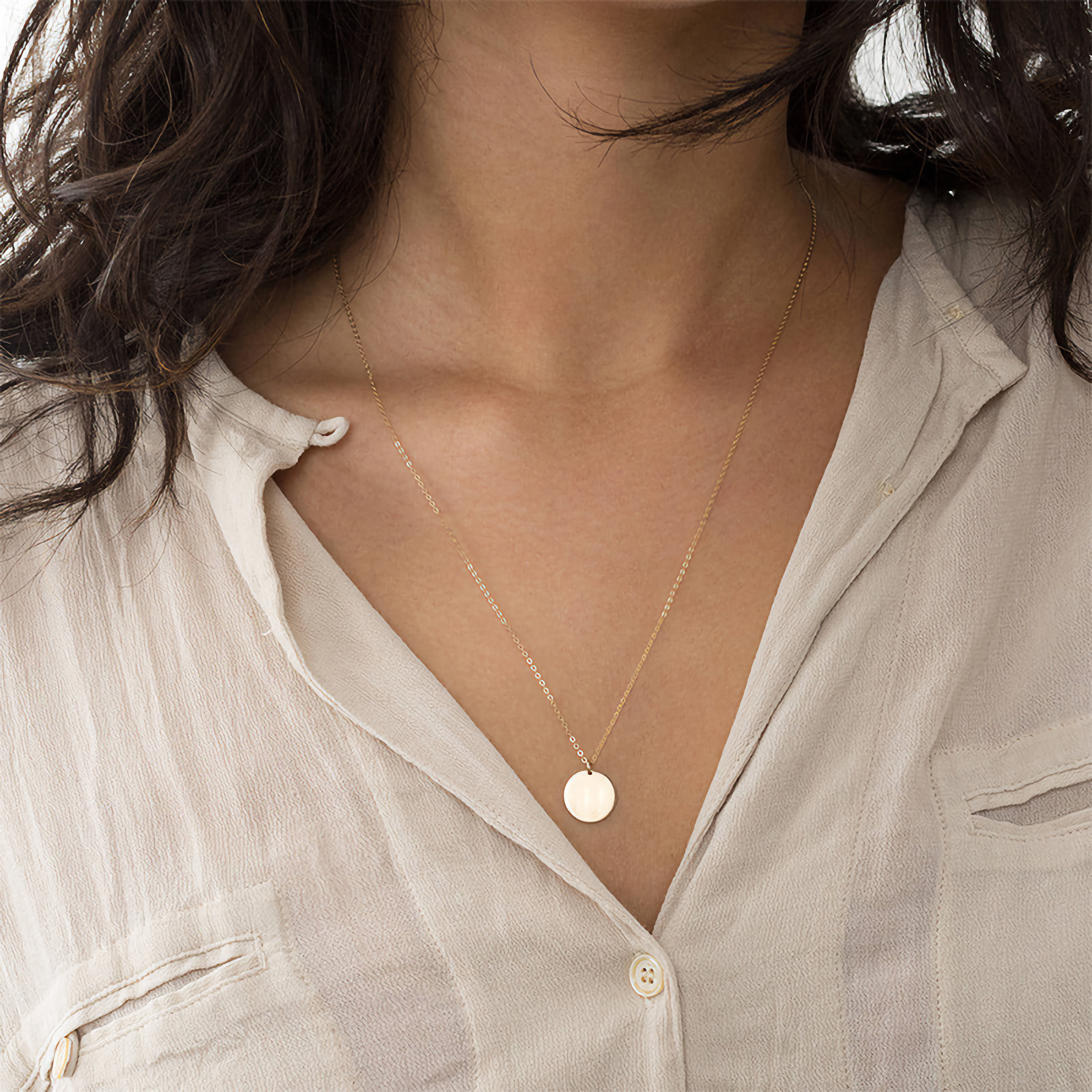 Serene Disc - Gold Pendant Necklace