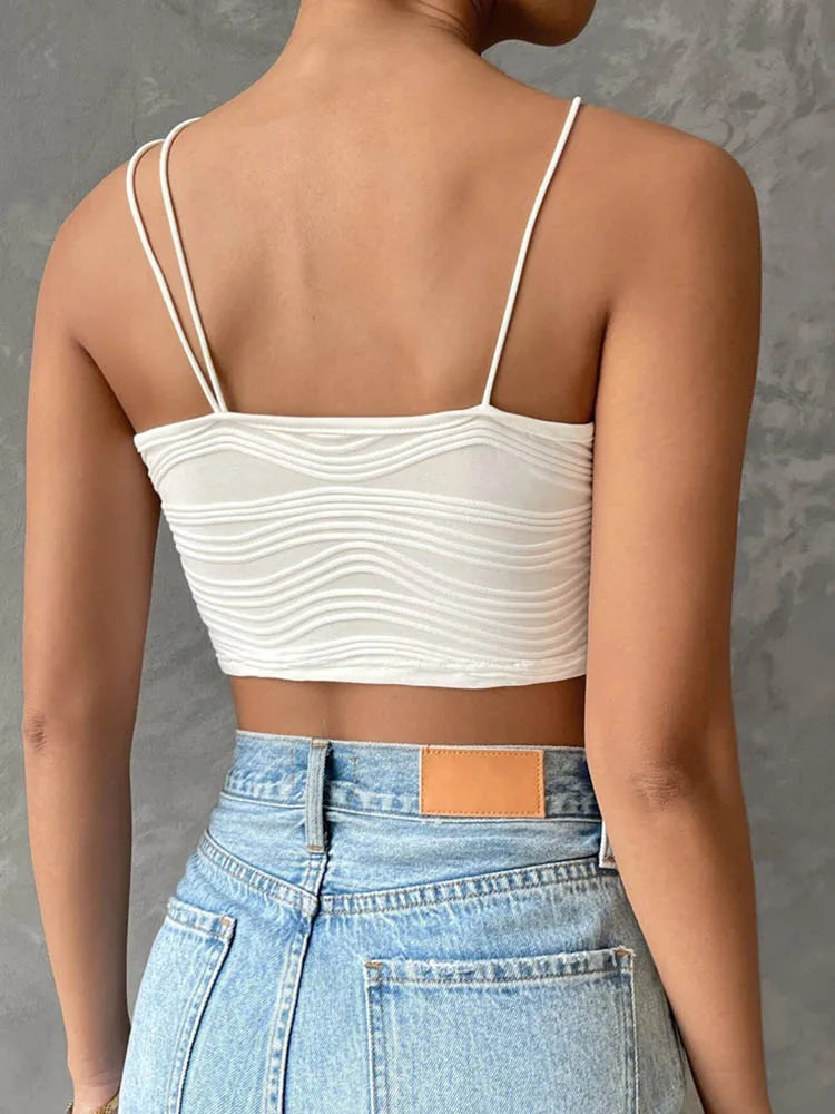 Sexy Asymmetric Neck Cami Top Women Summer Y2K Clothes Grunge High Street Sleeveless Backelss Club Crop Top Streetwear 2024