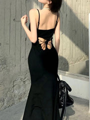 Sexy Hollow Butterfly Backless Dresses Women Y2K Summer Elegant Outfits Lady Red Maxi Dress Bodycon Birthday Party Club Sundress