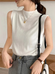 Sexy Knitted Top Summer Turtleneck Tank top Women camisole Blouse Sleeveless Slim Top Female sleveless t-shirt Vest Casual Camis