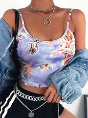 Sexy Slim Sling Angel Print Summer Camisole Women’s Sexy Streetwear Short Cropped Navel Bra Top