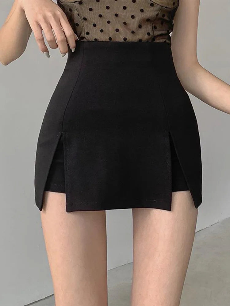 Sexy Split Shorts Skirt Women’s Office Ladies Suit Skirt Summer New Black Mini A-line Pants Skirt High Waist Wide Leg Shorts