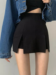 Sexy Split Shorts Skirt Women’s Office Ladies Suit Skirt Summer New Black Mini A-line Pants Skirt High Waist Wide Leg Shorts