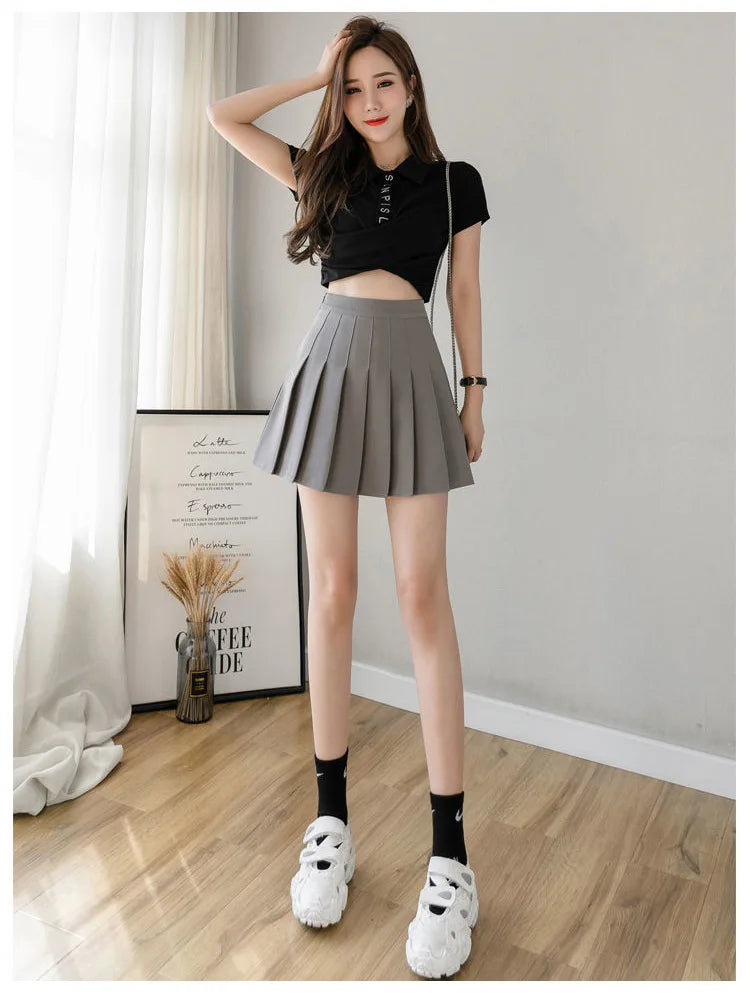 Sexy Women Pleated Skirt Summer High Waist Chic A Line Ladies Pink Mini Skirt Korean Zipper Preppy Style Girls Dance Skirt