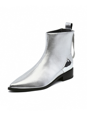 JADY ROSE | SILVER BACK-ZIP LEATHER ANKLE BOOT